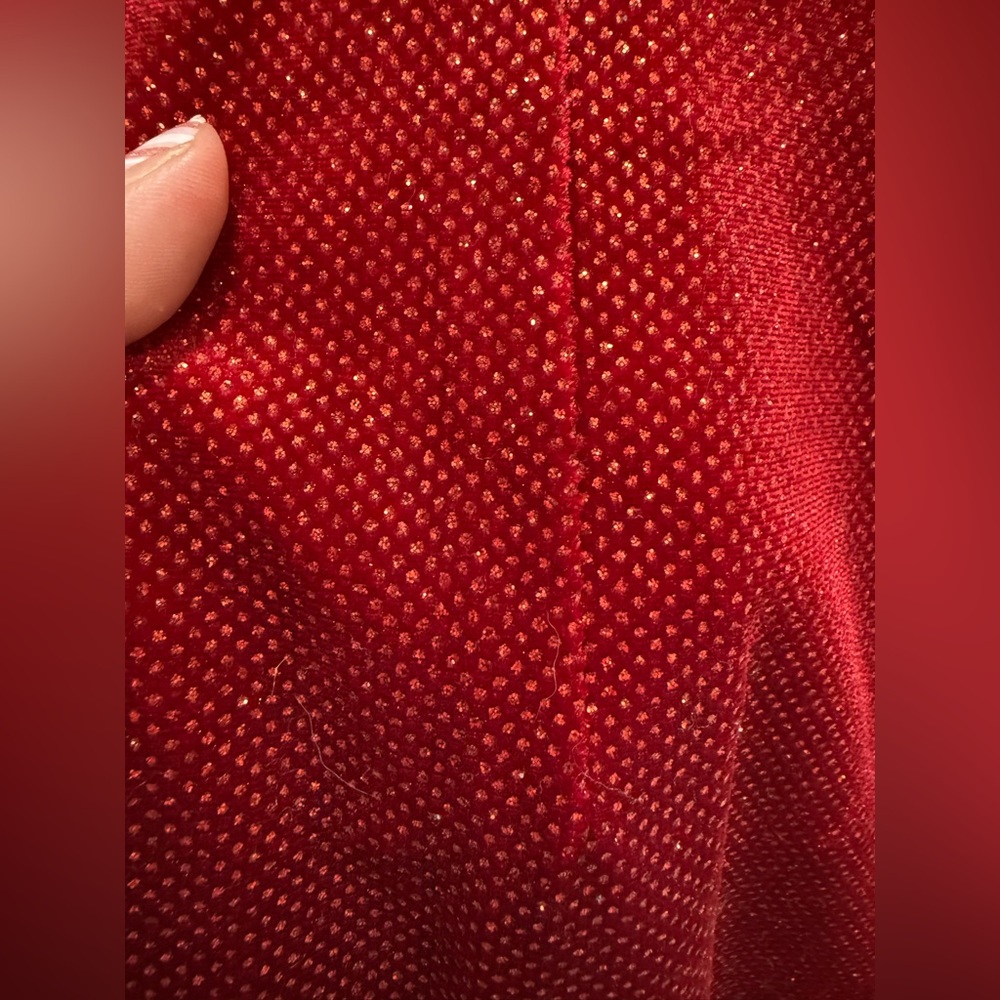Sparkly Crimson Red Juniors Dress 1/2 – Velvet Feel, Adjustable Straps, EUC - Picture 9 of 13